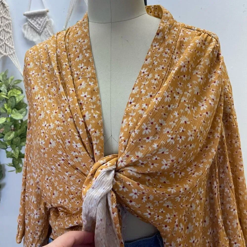 Free People Floral Ruffle Top